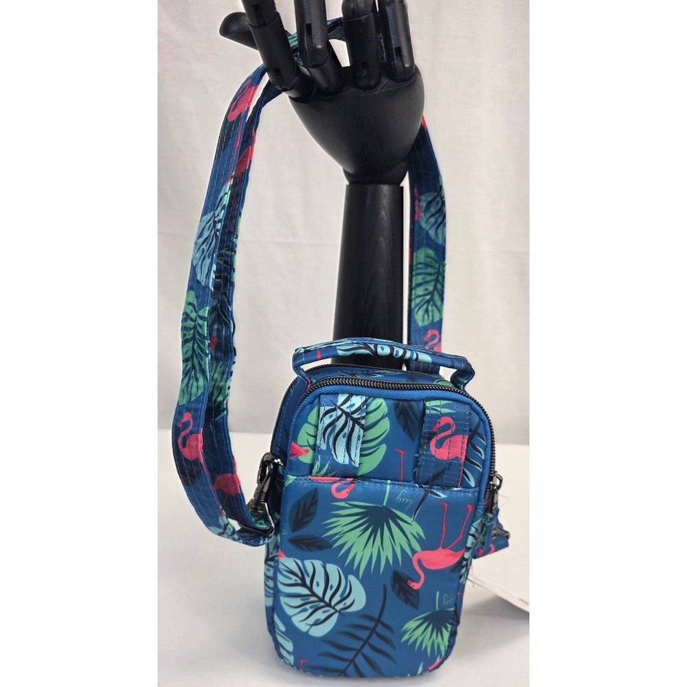 Lug Skeeter Mini Crossbody Bag Flamingo Blue Tropical Quilted Belt Bag NWT - Picture 3 of 13